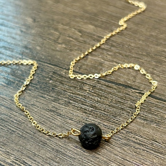 Gold Tone Iron Chain Lava Rock Diffuser Necklace - Picture 2 of 4